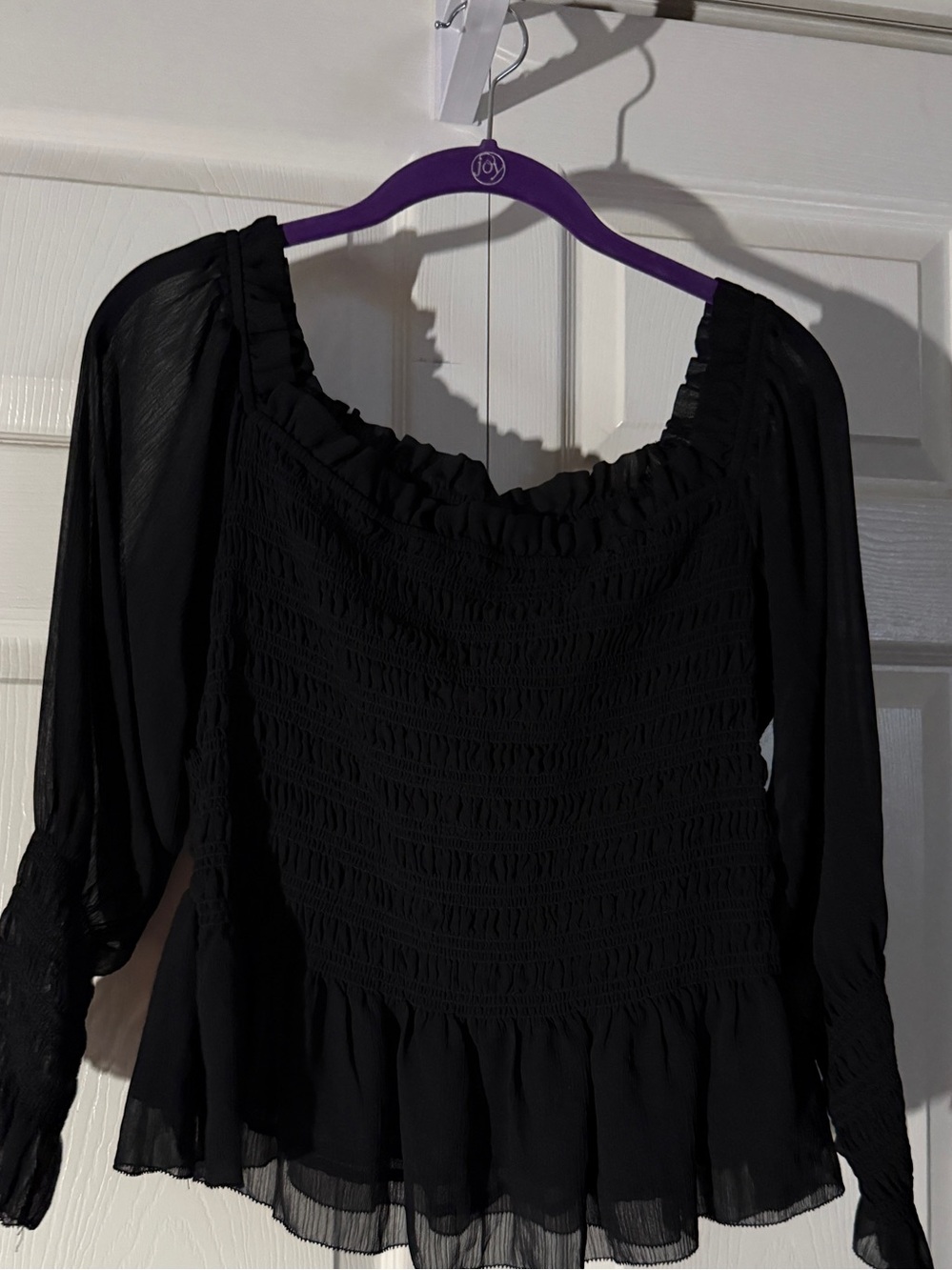 Torrid Black Smocked Peasant Blouse - Women Tops